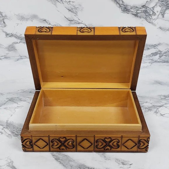 Handmade Hinge Lid Wooden Box Vintage - Picture 7 of 11